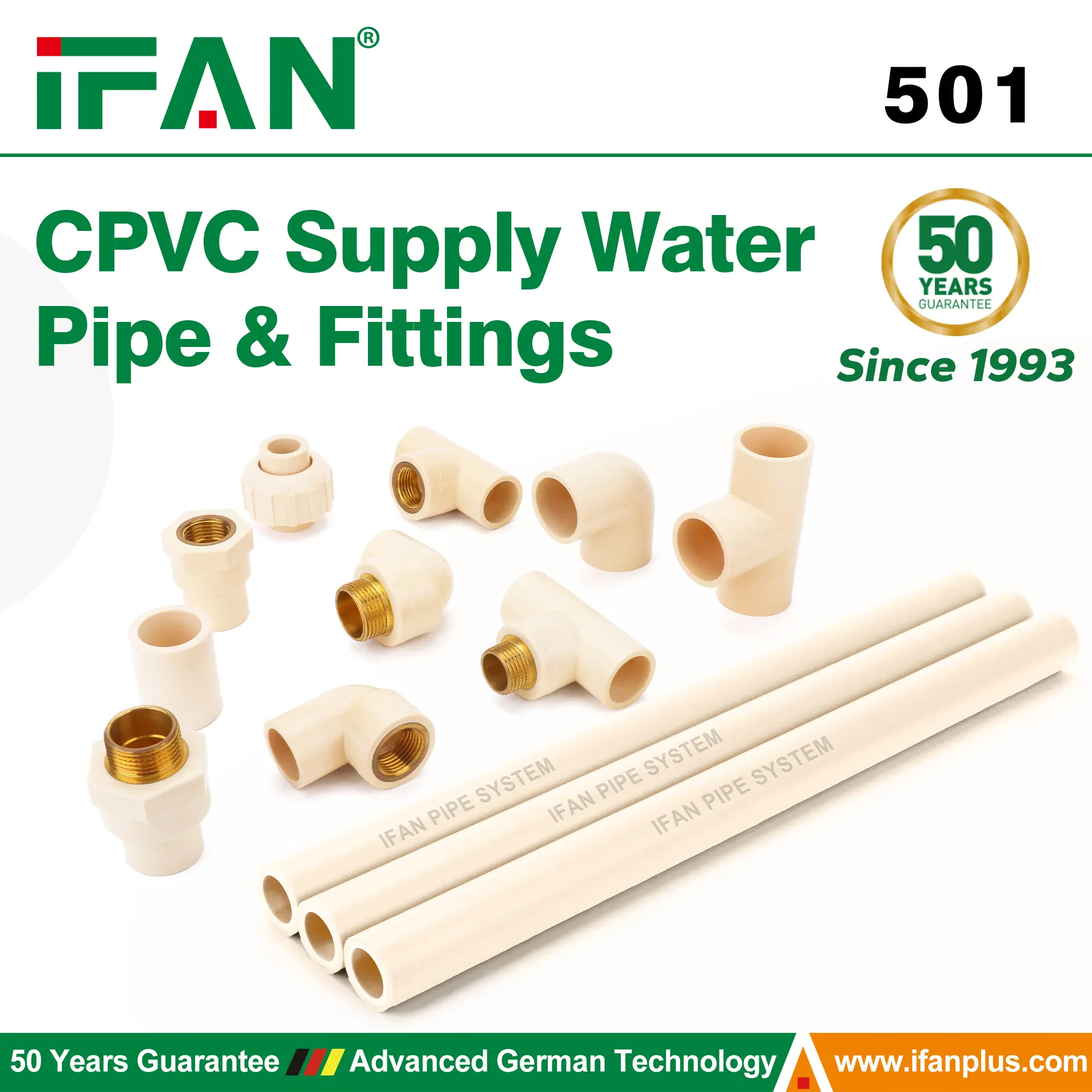 501 CPVC Supply Water Pipe & Fittings (ASTM D2846)