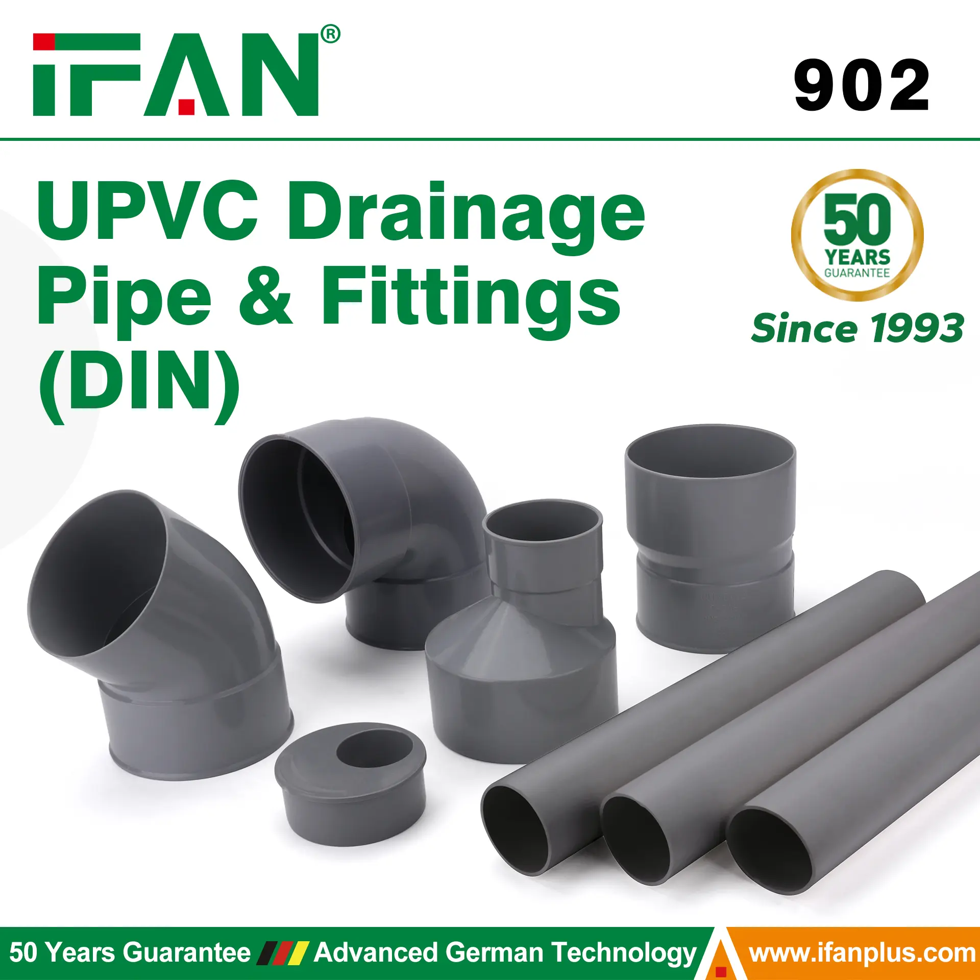 902 UPVC Drainage Pipe & Fittings (DIN)